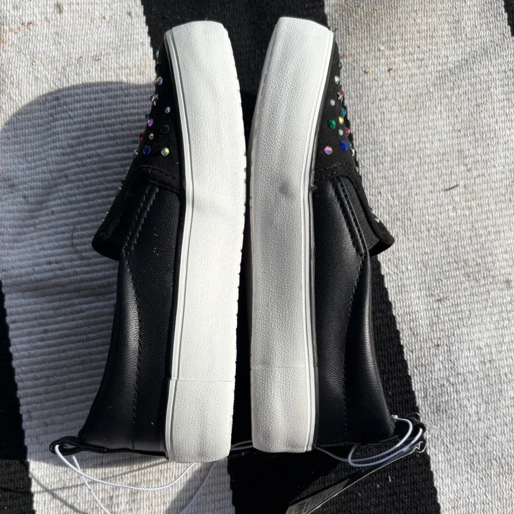 Art Class Kids Black Rhinestone Star Studded Slip On Sneakers Size 13 NEW
